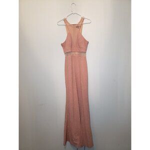 City Triangles Juniors 11 Long Maxi Formal Dress Sheer Accent Light Pink Sparkly